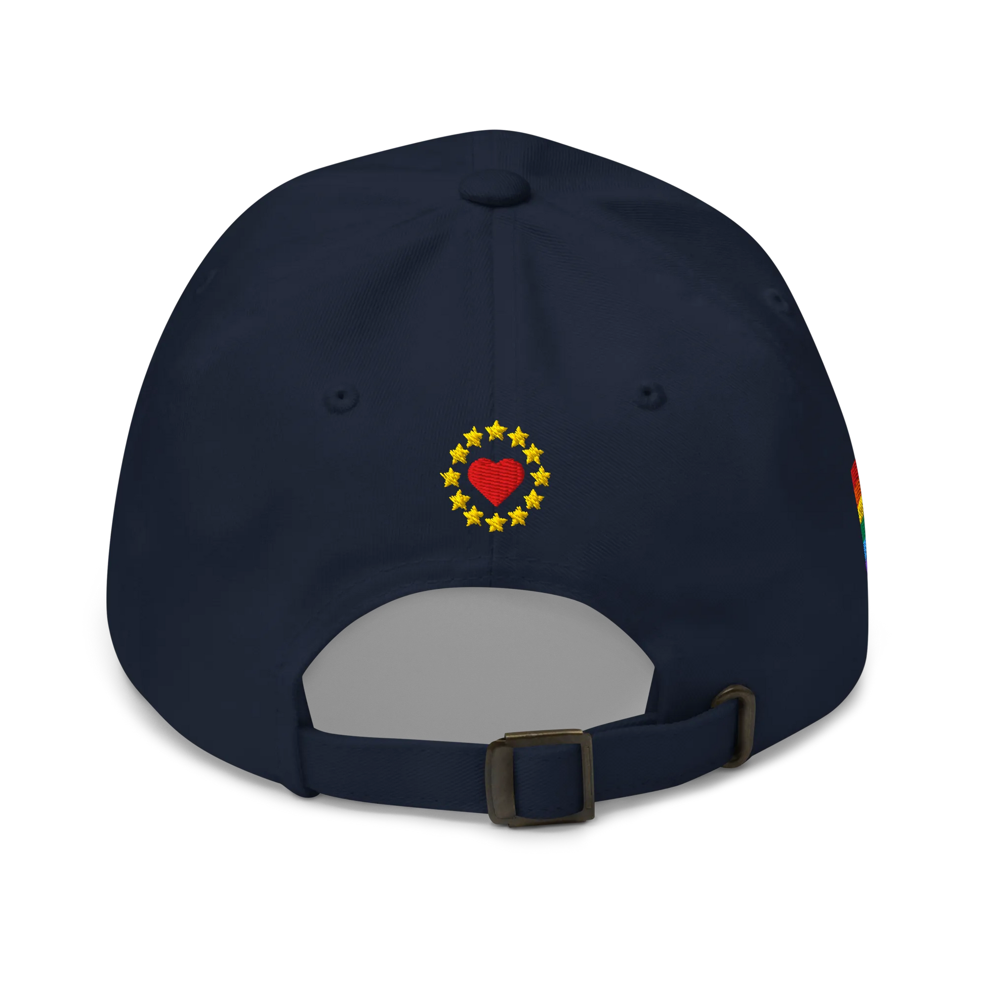 Navy Blue MEGA Cap with Rainbow LGBTQ flag Back View