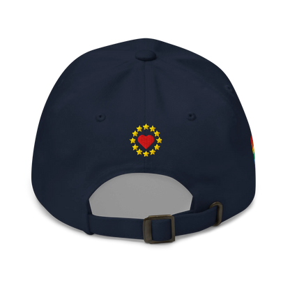 Navy Blue MEGA Cap with Rainbow LGBTQ flag Back View