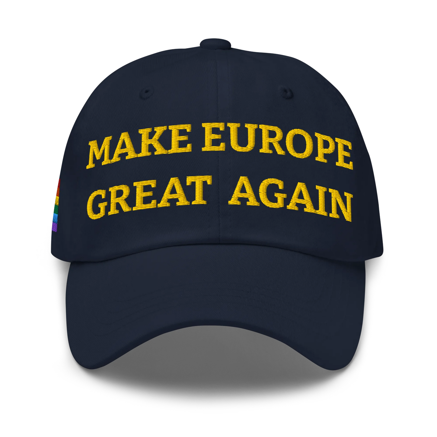 Navy Blue MEGA Cap with Rainbow LGBTQ flag Front View