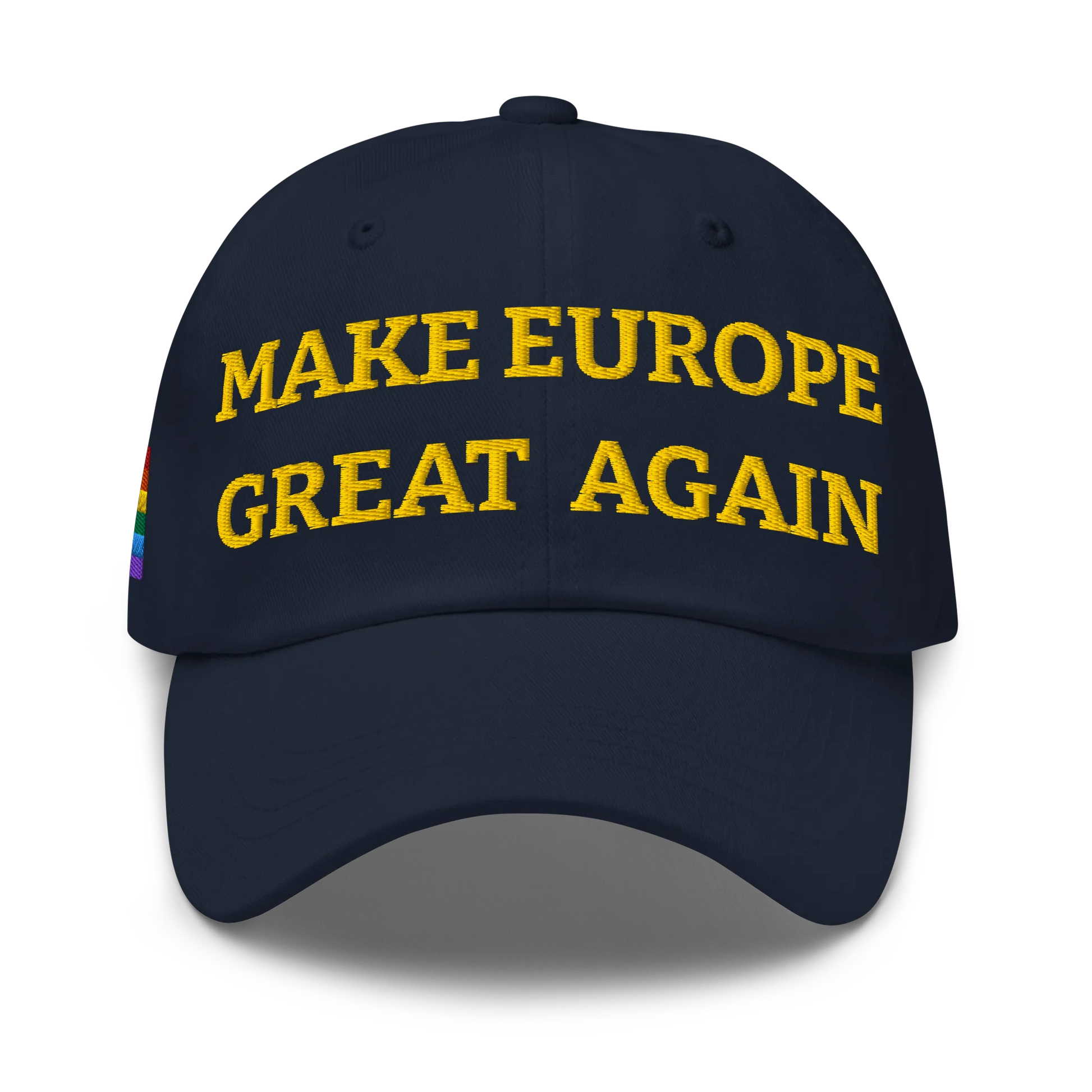 Navy Blue MEGA Cap with Rainbow LGBTQ flag Front View