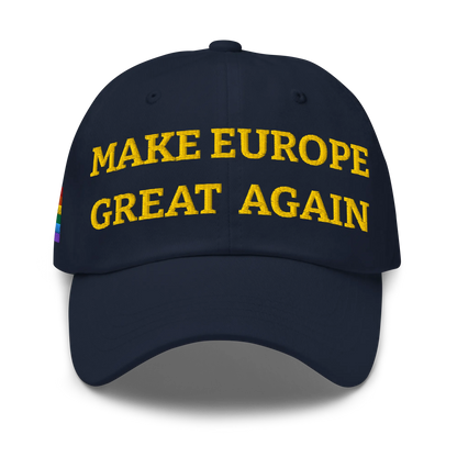 Navy Blue MEGA Cap with Rainbow LGBTQ flag Front View