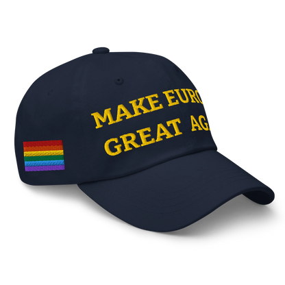 Navy Blue MEGA Cap with Rainbow LGBTQ flag Right Front View