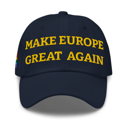 Navy Blue MEGA Hat with Rainbow LGBTQ flag Front View