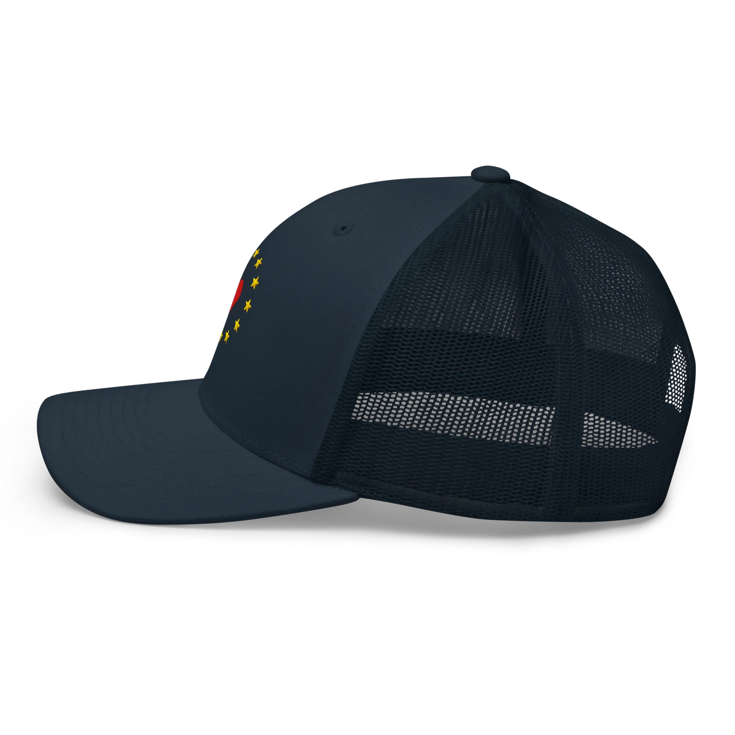 Navy Blue "Show the Love for Europe" Trucker Cap with Left View