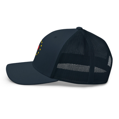 Navy Blue "Show the Love for Europe" Trucker Cap with Left View