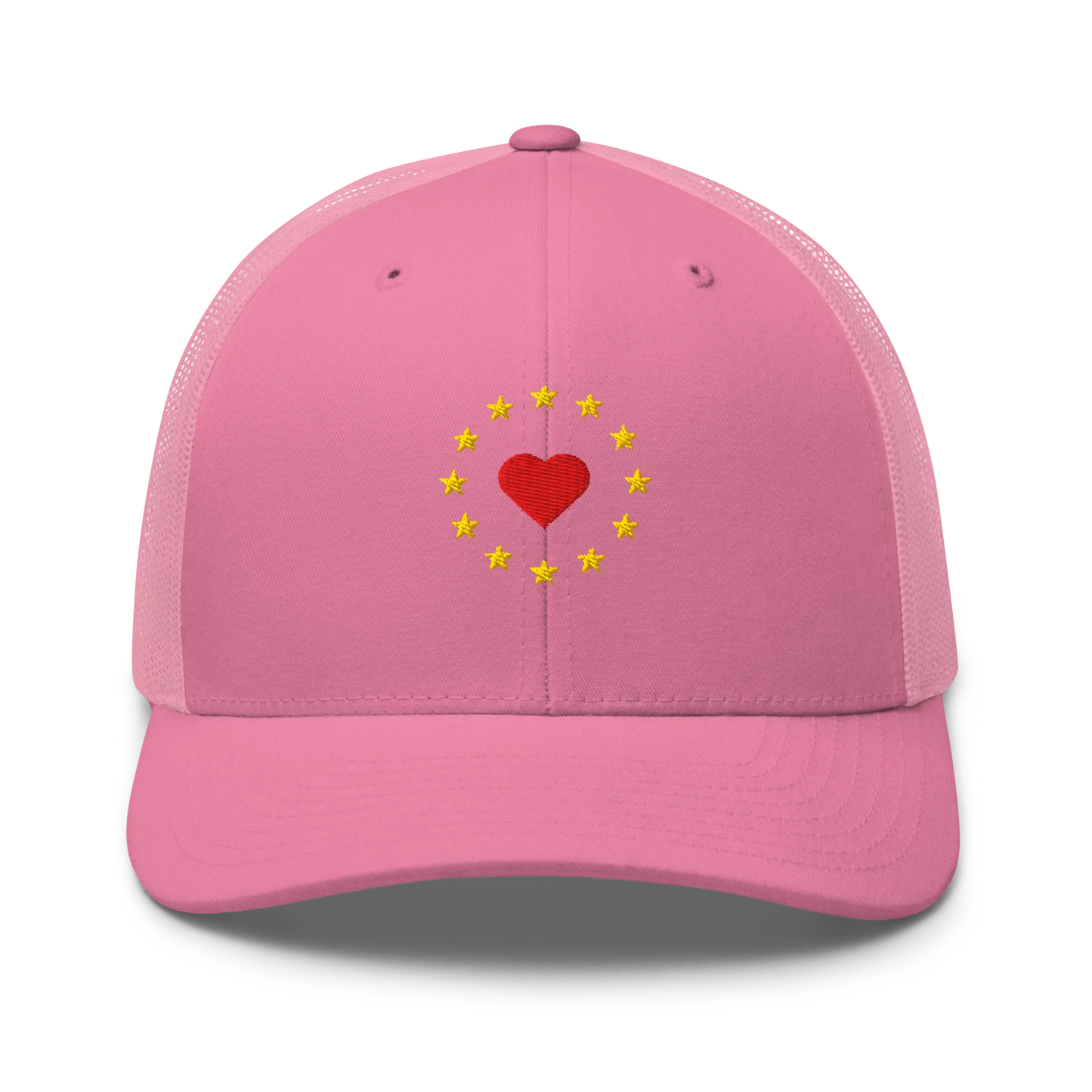 Pink "Show the Love for Europe" Trucker Cap Front View