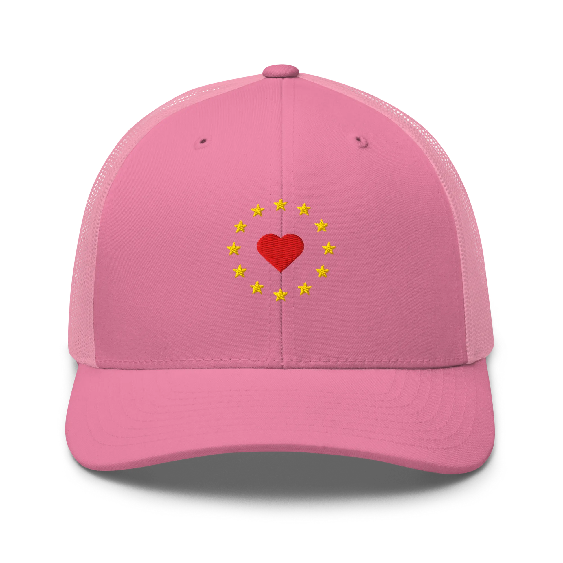 Pink "Show the Love for Europe" Trucker Cap Front View