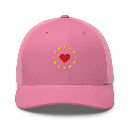 Pink "Show the Love for Europe" Trucker Cap Front View