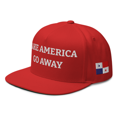 Red anti-MAGA hat with National Flag of Panama Left Front View