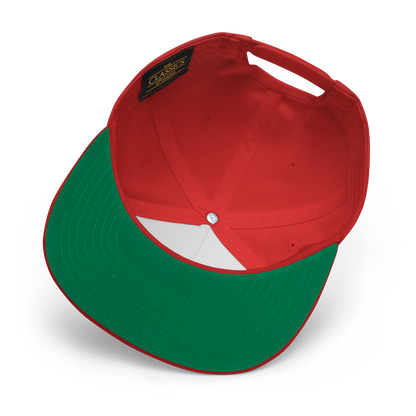 Red anti-MAGA hat with National Flag of Panama Underside View