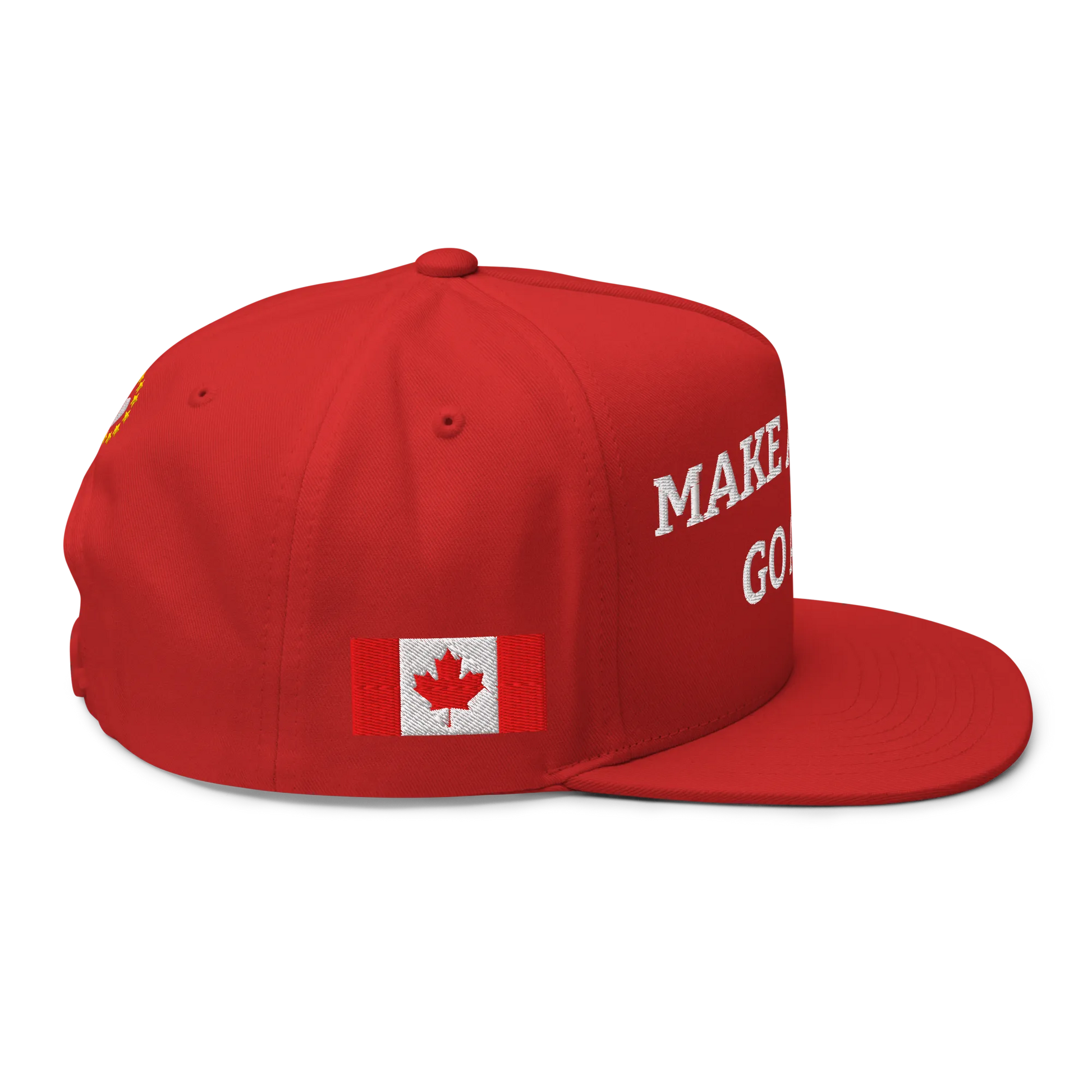 Red "Make America Go Away" / anti-MAGA Cap with Flag of Canada Right View