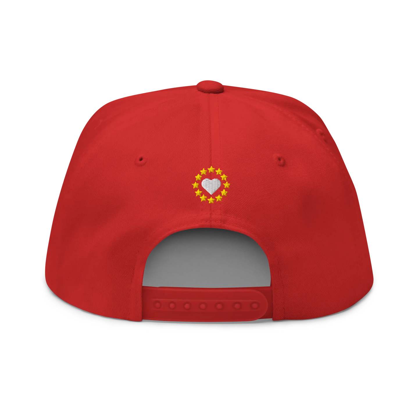 Red "Make America Go Away" / anti-MAGA Cap with Flag of European Union Back View
