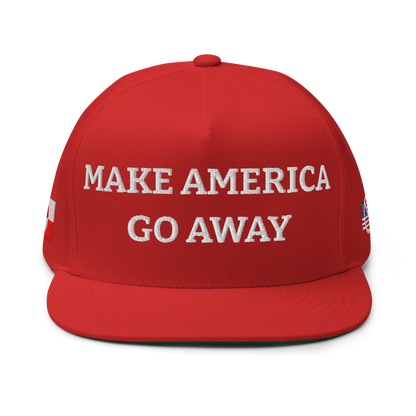 Red "Make America Go Away" / anti-MAGA Cap with Flag of Greenland Front View