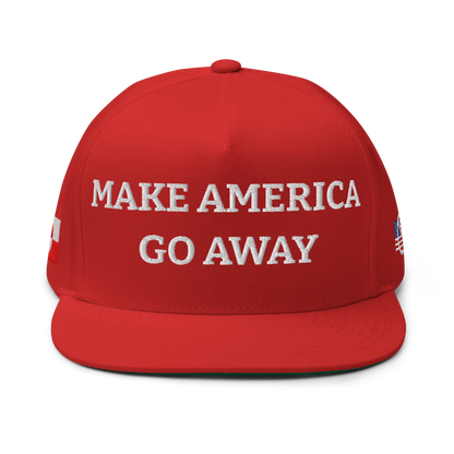 Red "Make America Go Away" / anti-MAGA Cap with Flag of Greenland Front View