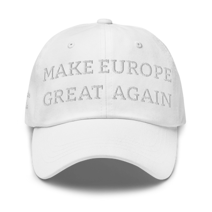 White "Make Europe Great Again" / MEGA Hat Front View