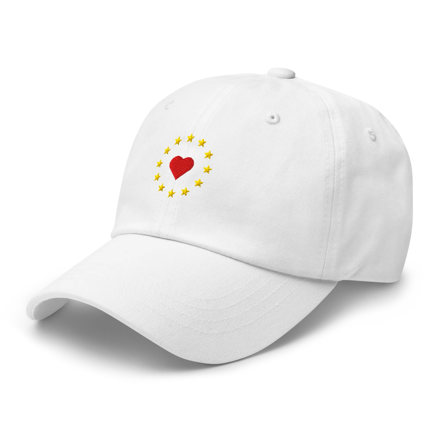 White "Show the Love for EU" Cap Left Front View