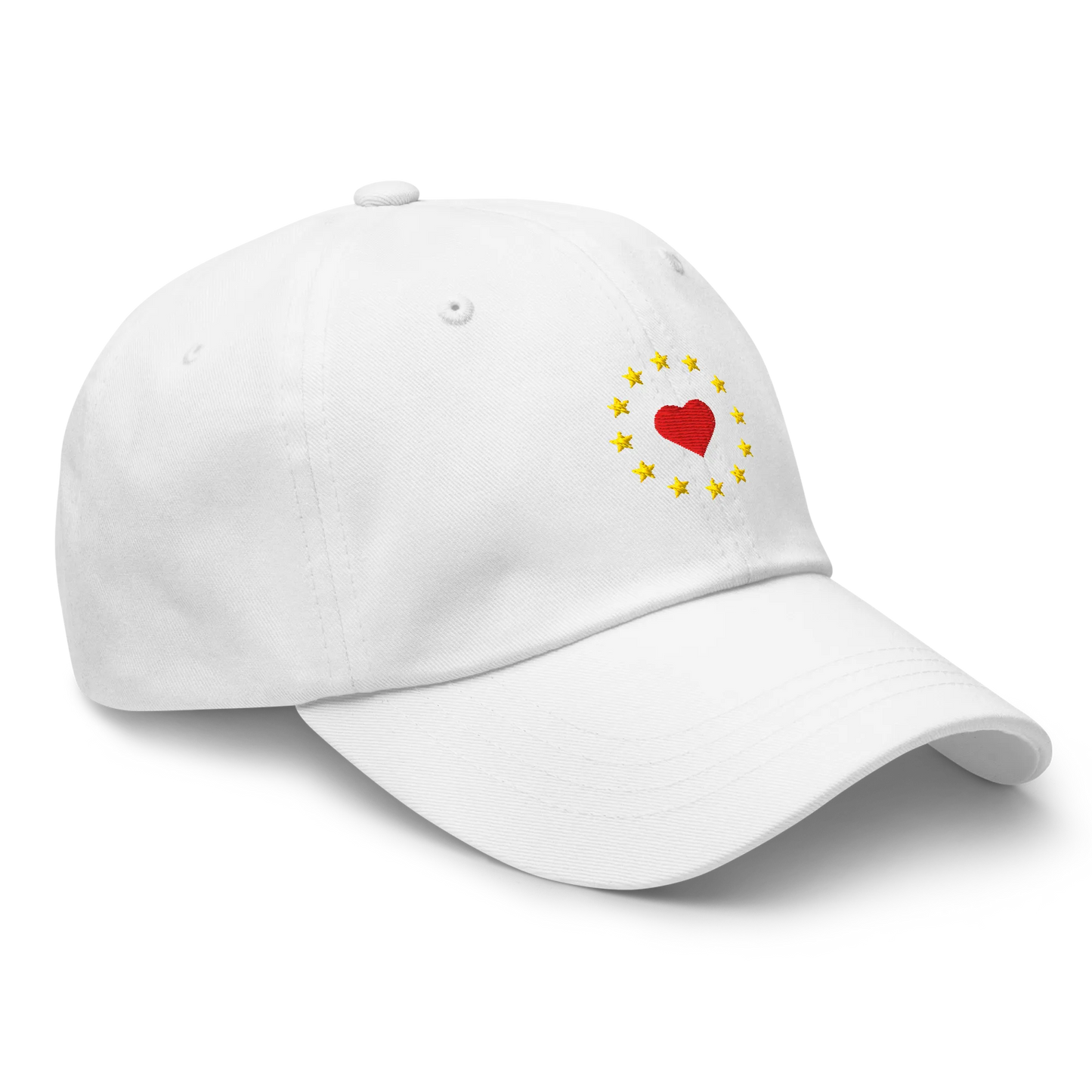 White "Show the Love for EU" Cap Right Front View